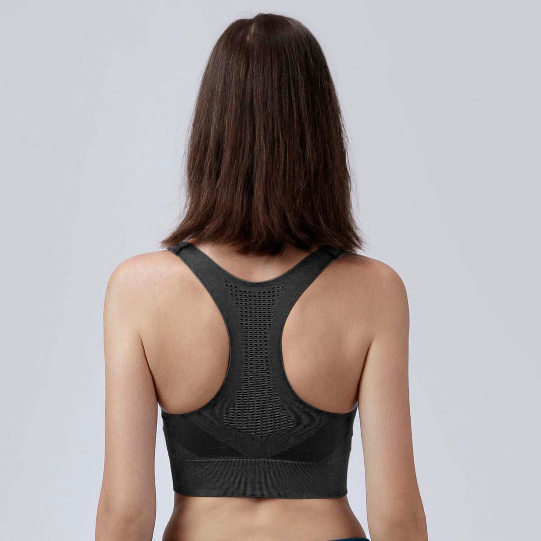 Extra Skin™ Seamless Medium Impact Sports Bra Sports bra Her own words SPORTS Black Heather 70B 