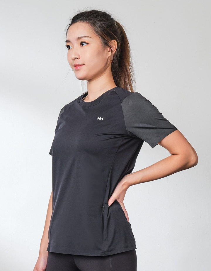 HOW- STAYDRY Quick Dry Short Sleeve Top Tops Her own words SPORTS Black Heather S 