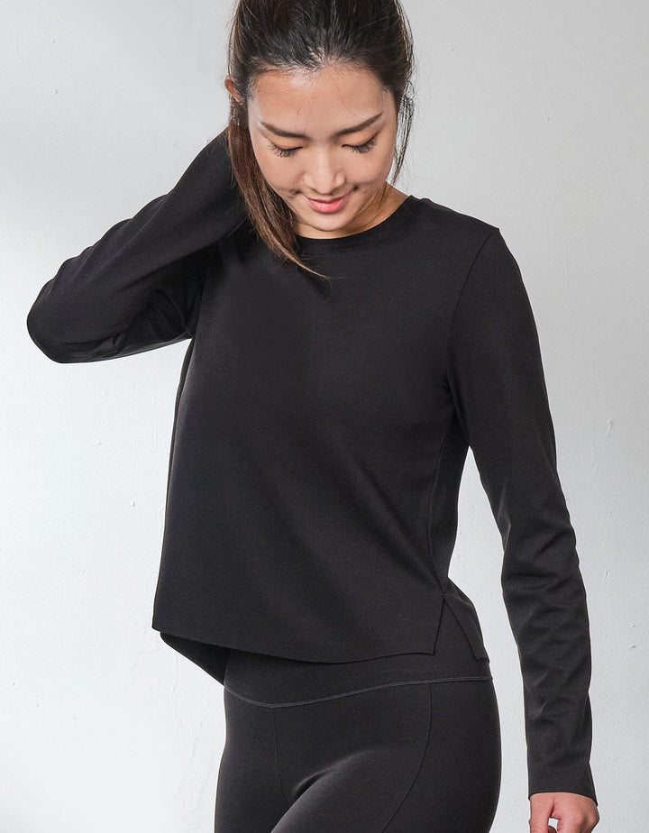 HOW- EFFORTLESS Yoga Long Sleeve Cropped Top Tops Her own words SPORTS Black S 