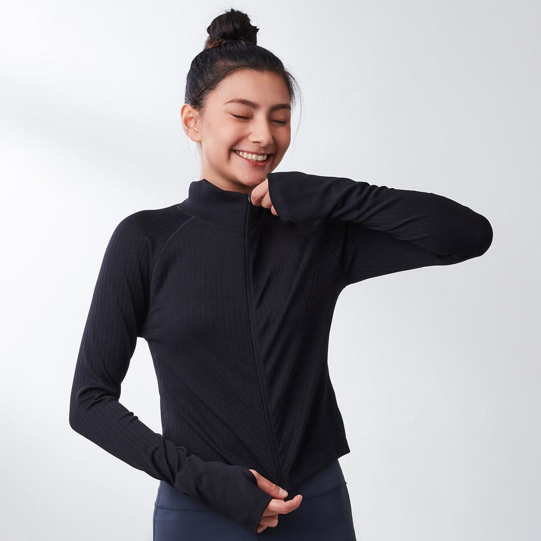 Sustainable Seamless Knit Slim Fit Crop Jacket Tops Her own words SPORTS 