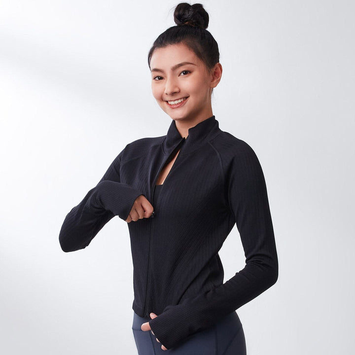 Sustainable Seamless Knit Slim Fit Crop Jacket Tops Her own words SPORTS 