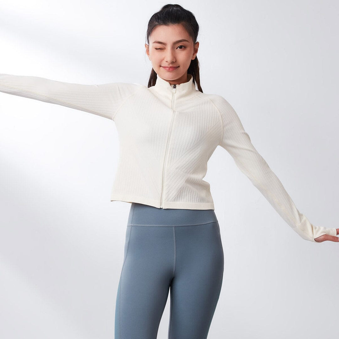 Sustainable Seamless Knit Slim Fit Crop Jacket Tops Her own words SPORTS 