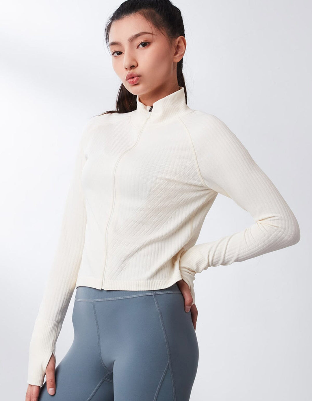 SUSTAINABLE Seamless Knit Slim Fit Crop Jacket Tops Her own words SPORTS 