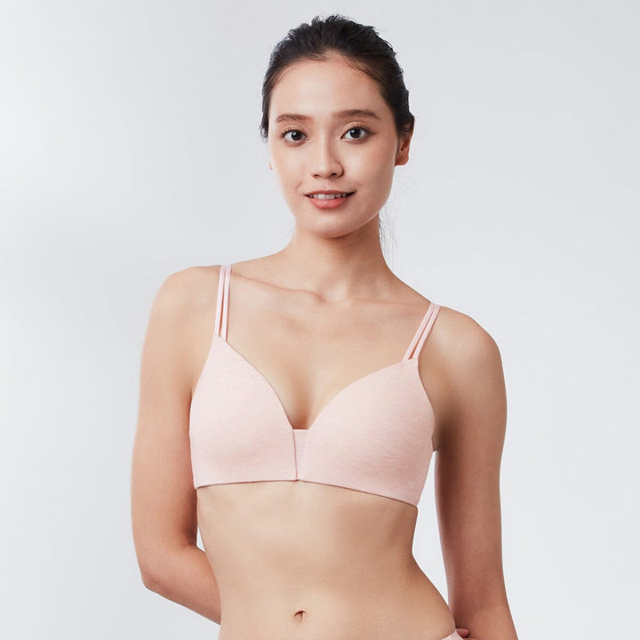 Organic Cotton Airy REmatrixpad™ Non Wired Bra Bra Her Own Words Pink Melange 70A 