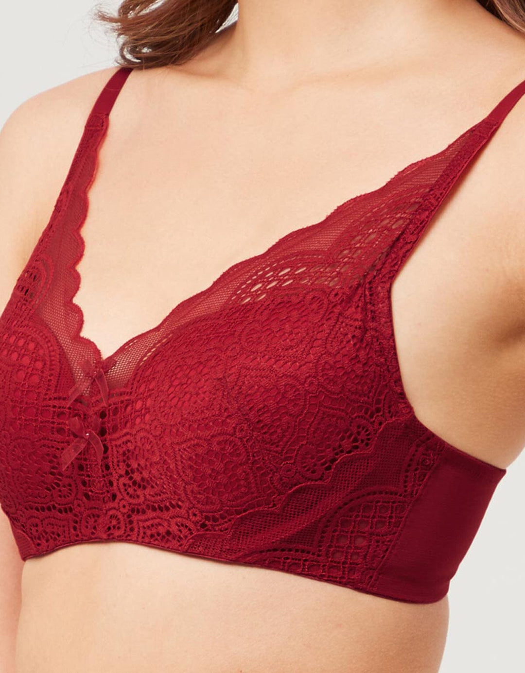 Stylist Plunge Push Up Lace Bra Bra Her own words Chili Pepper 70A 