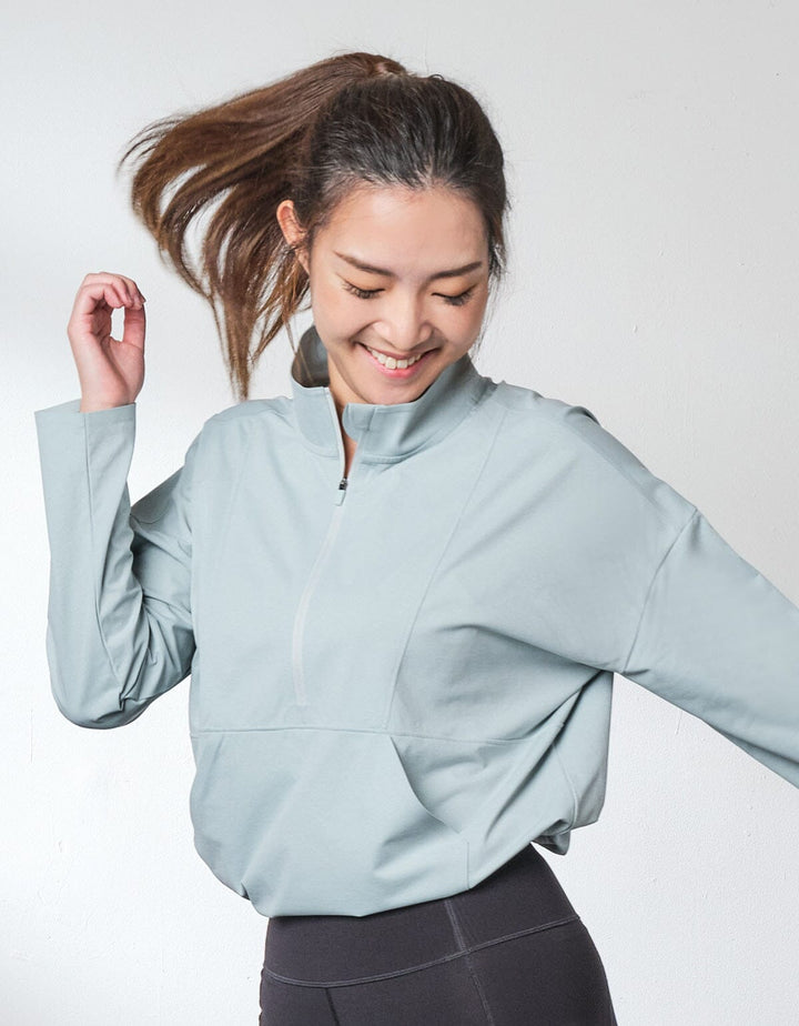 HOW- STAYDRY Quick Dry Long Sleeve Half Zip Crop Top Tops Her own words SPORTS 