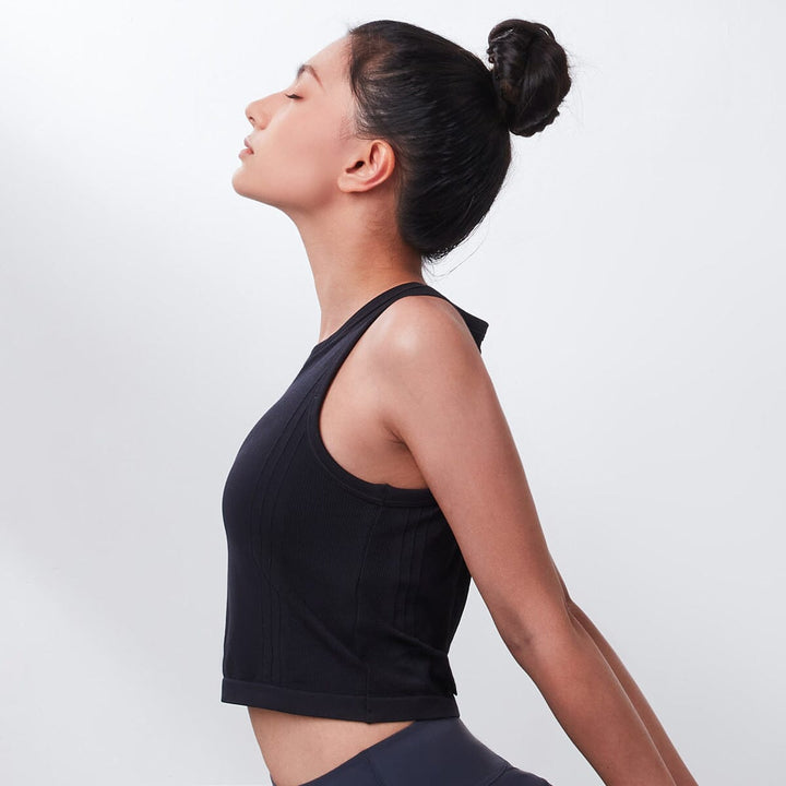 Sustainable REherbafoam™ & REextraSkin™ Low Impact Knit Yoga Sports Crop Top Sports Bra Her own words SPORTS Black XS 